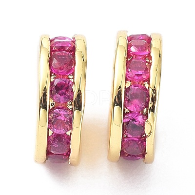 Brass Fuchsia Cubic Zirconia Beads ZIRC-C022-08G-1