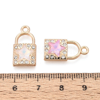 Rack Plating Alloy Rhinestone & Glass Pendants PALLOY-T092-90M-G-1