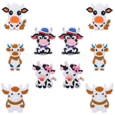 10Pcs 5 Styles Cattle Food Grade Eco-Friendly Silicone Beads SIL-SZ0001-69-1