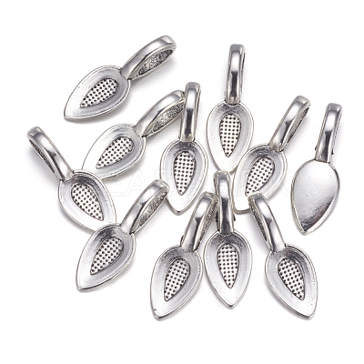 Tibetan Style Alloy Glue-on Flat Pad Bails AB3348Y-1