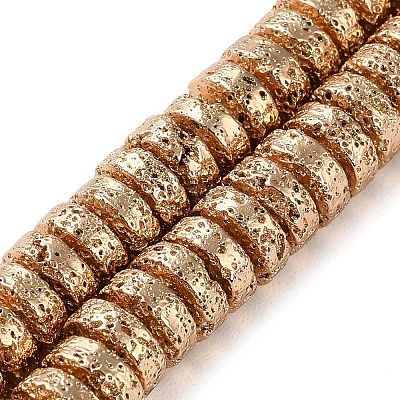 Electroplated Natural Lava Rock Beads Strands G-I360-A04-02-1