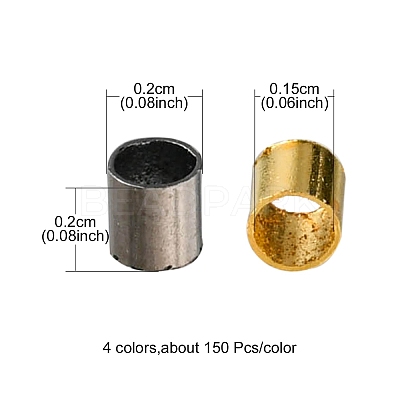600Pcs 4 Colors Brass Crimp Beads KK-YW0001-52-1