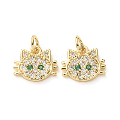 Brass Micro Pave Green Cubic Zirconia Charms CU-E003-18G-10-1