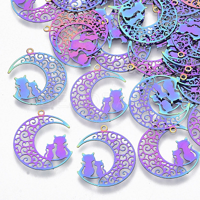 Ion Plating(IP) 201 Stainless Steel Kitten Pendants STAS-R102-02-1