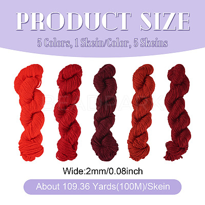 5 Skeins 5 Colors Red Color Theme Acrylic Fiber Yarn OCOR-TA0003-19A-1