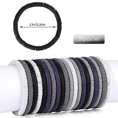Polymer Clay Heishi Surfer Stretch Bracelets Set BJEW-SW00124-1