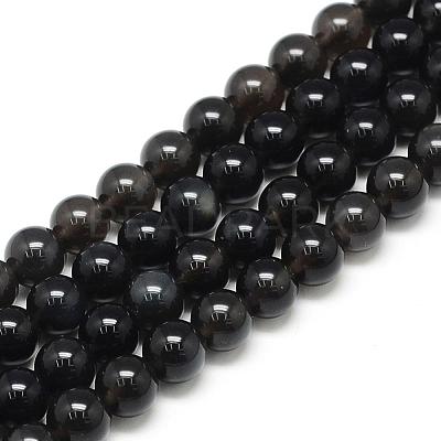 Natural Obsidian Beads Strands G-S150-15-6mm-1