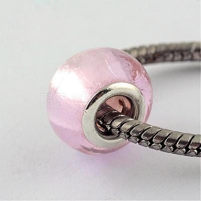 Handmade Silver Foil Glass European Beads LPDL-R008-01-1