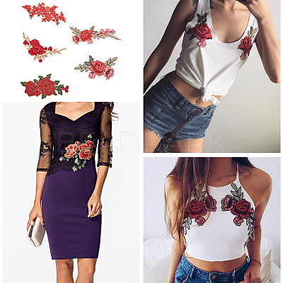 5 Pairs 5 Style 3D Flower Appliques DIY-WR0003-83-1