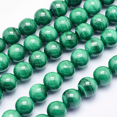 Natural Malachite Beads Strands G-O166-07A-8mm-1