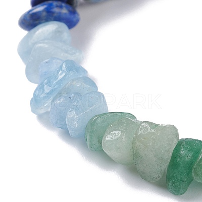 Kids 7 Chakra Natural Mixed Stone Chip Beads Stretch Bracelet with Heart BJEW-JB07377-1