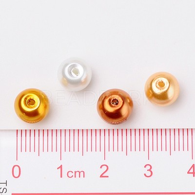 Caramel Mix Pearlized Glass Pearl Beads HY-X006-8mm-02-1