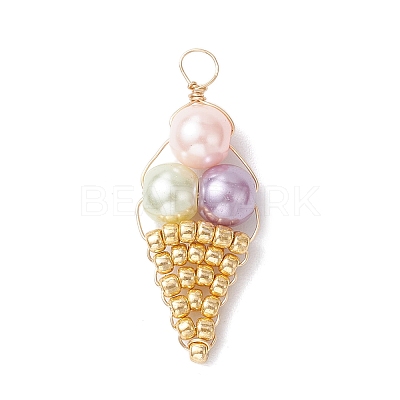 5Pcs Seed Beaded Ice Cream Pendants PALLOY-JF03903-1