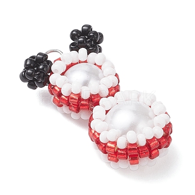 Glass Seed Beaded Snowman Pendants PALLOY-MZ00888-03-1