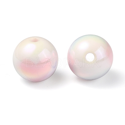 UV Plating Rainbow Iridescent Acrylic Beads OACR-F004-09B-1