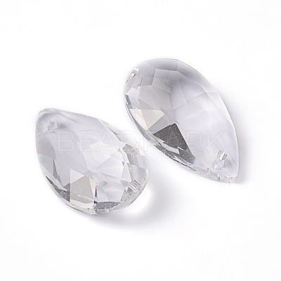 Faceted Teardrop Transparent Glass Pendants EGLA-R085-03-1