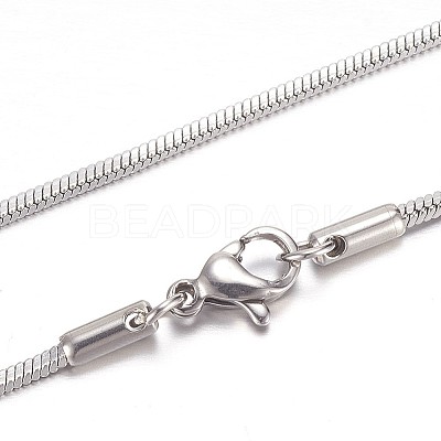Non-Tarnish 304 Stainless Steel Herringbone Chain Necklaces STAS-P101-48P-1