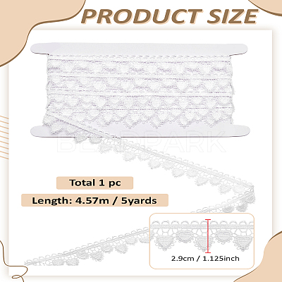 5 Yards Polyester Embroidery Heart Lace Trim OCOR-LP0004-50B-1