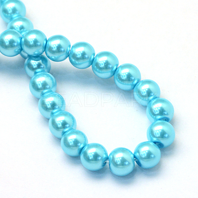 Baking Paint Pearlized Glass Pearl Round Bead Strands HY-Q330-8mm-48-1