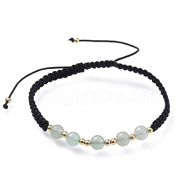 Adjustable Natural Green Aventurine Braided Bead Bracelets BJEW-JB04599-03-1