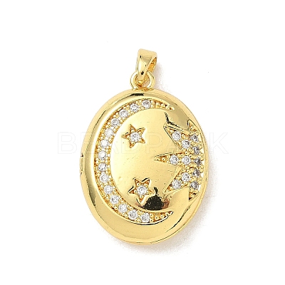 Brass Micro Pave Clear Cubic Zirconia Locket Pendants X-KK-F905-03G-1