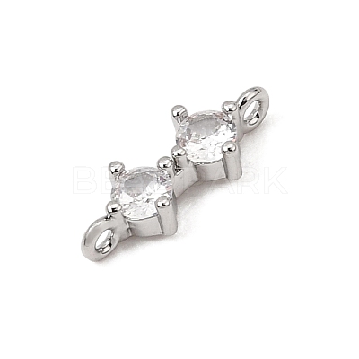 Brass Pave Clear Cubic Zirconia Connector Charms CU-CBA3D76-02P-1