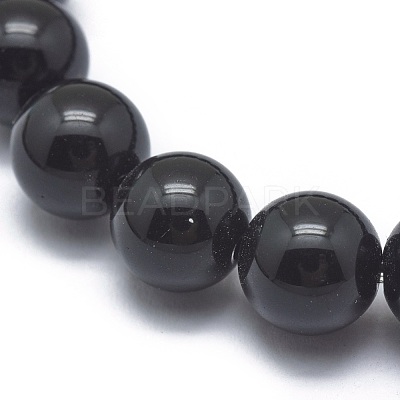 Synthetic Black Stone Bead Stretch Bracelets BJEW-K212-A-032-1