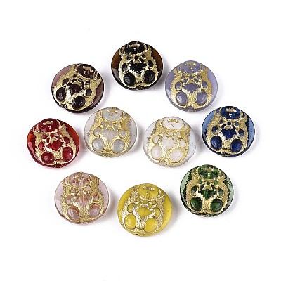 Flat Round with Bear Glass Beads GLAA-T025-64M-1