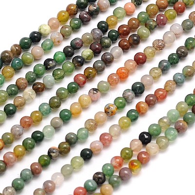 Natural Indian Agate Round Beads Strands G-N0166-23-3mm-1