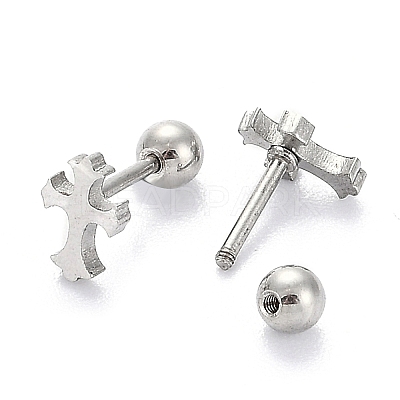 Tarnish Resistant 201 Stainless Steel Barbell Cartilage Earrings EJEW-R147-31-1