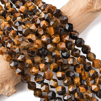 Faceted Natural Tiger Eye Beads Strands G-K066-01-6mm-01-1