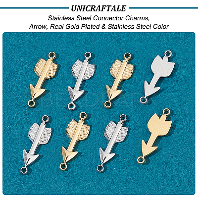 8Pcs 2 Colors 304 Stainless Steel Connector Charms STAS-UN0035-78-1