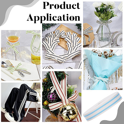 Cotton Stripe Pattern Ribbon OCOR-WH0078-550C-1