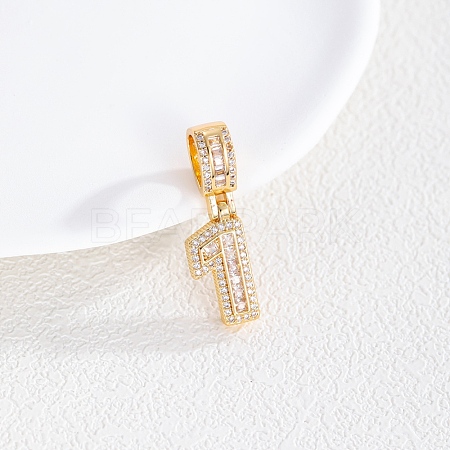 Brass Clear Cubic Zirconia European Dangle Charms KK-R003-01G-01-1