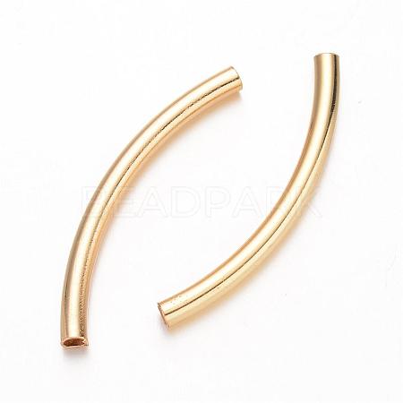 Curved Brass Tube Beads KK-D508-14G-1