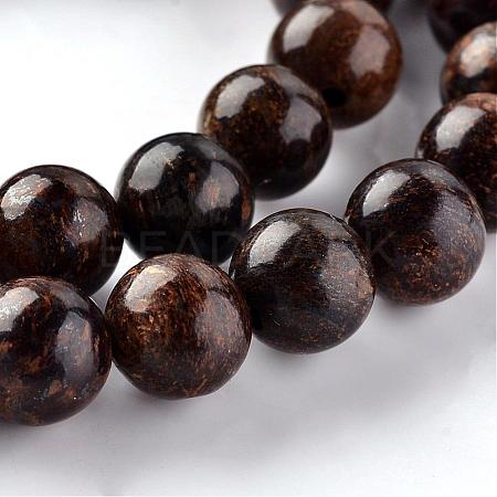 Natural Bronzite Round Beads Strands G-E330-8mm-03-1