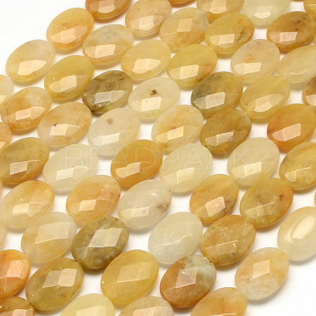 Faceted Oval Natural Topaz Jade Beads Strands X-G-R303-10-1