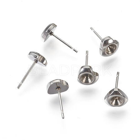 304 Stainless Steel Stud Earring Settings STAS-E446-06A-P-1