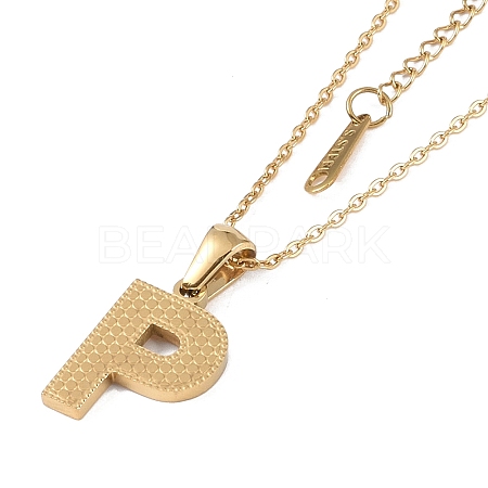 Ion Plating(IP) Initial Letter 304 Stainless Steel Pendant Necklaces NJEW-M199-01G-P-1