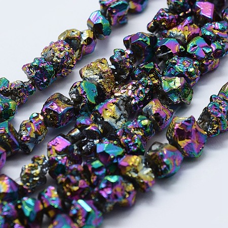 Electroplated Natural Druzy Quartz Beads Strands G-F542-A-03-1