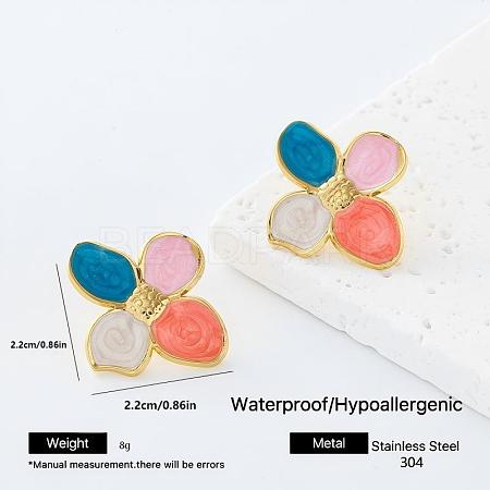 304 Stainless Steel Enamel Stud Earrings for Women GP7417-6-1