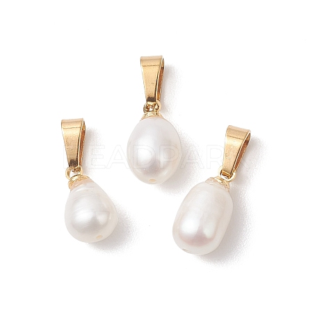 Natural Cultured Freshwater Pearl Rice Charms X-PALLOY-JF04823-1