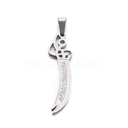 Tarnish Resistant 304 Stainless Steel Large Sword Pendants STAS-E090-13P-B-1