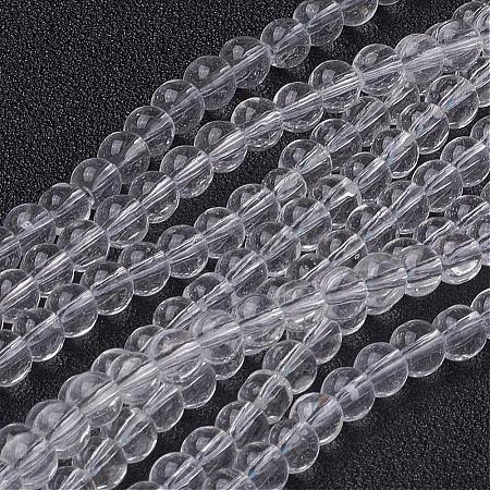 4mm Round Clear Glass Beads Strands Spacer Beads X-GR4mm01Y-1