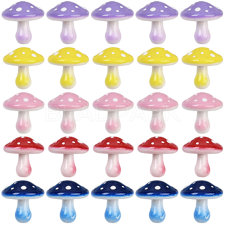 25Pcs 5 Colors Opaque Acrylic Beads MACR-PA0001-60-1