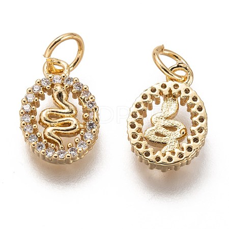 Brass Micro Pave Clear Cubic Zirconia Charms ZIRC-C020-56G-1
