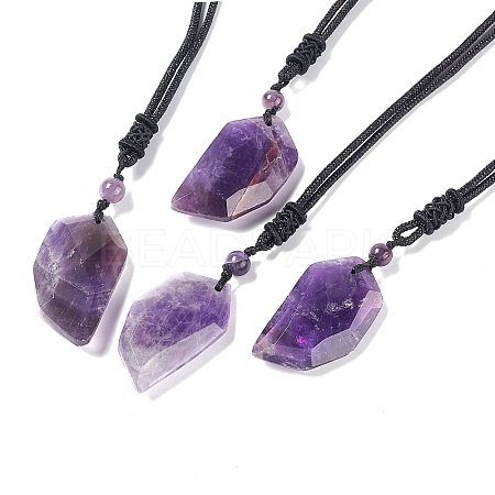 Natural Amethyst Dagger Shape Pendant Necklace G-E588-02C-1