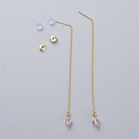 Real 18K Gold Plated Brass Ear Threads X-EJEW-JE03811-04-1