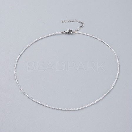 Cubic Zirconia Beaded Necklaces NJEW-JN02618-04-1