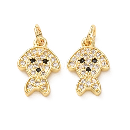 Brass Micro Pave Black Cubic Zirconia Charms CU-E003-18G-19-1
